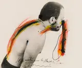 Geburt aus der Nase (Zunge auf Rücken?) by Arnulf Rainer, photograph, painted; framed, sold Mar 2020