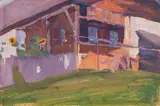 Egon Schiele, Farmhouse, 1908, oil on cardboard