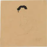 Egon Schiele, Sitting male nude, 1909, pencil, India ink on paper