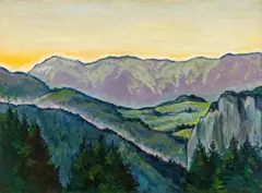 Koloman Moser, View of the Rax from the Villa Mautner-Markhof, c. 1913, oil on cardboard
