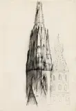Herbert Boeckl, St. Stephen's Cathedral, 1946, charcoal pencil on paper, mounted on cardboard