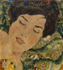Alfons Walde, Ruhendes Mädchen, 1913, oil on cardboard