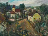 Ernst Huber, View of a village in summer, 1936, oil on canvas