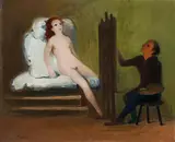 Georg Merkel, In the artist's studio, oil on canvas