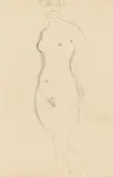 Standing female nude by Gustav Klimt, 1916-17, pencil on paper, sold Dec 2019
