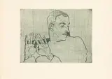 Egon Schiele, Portrait of Arthur Roessler (from the portfolio "Das Graphische Werk von Egon Schiele"), 1914, drypoint on paper, unframed