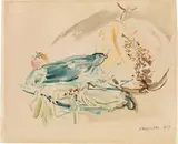 Oskar Kokoschka, Stilllife with cucumber and pumpkin