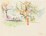 Oskar Kokoschka, Garden in Villeneuve, 1958, watercolour on paper