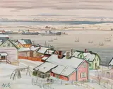 Werner Berg, North Sea harbour (Kirkenes), c. 1943, oil on paper on canvas