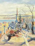 Oskar Laske, Höflein, 1928/29, mixed media on paper
