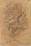 Mikhail Fedorovich Larionov, Rayonist composition, c. 1915, watercolour on brown paper