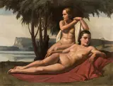 Ivo Saliger, Two reclining nudes in a landscape, 1940, oil on canvas
