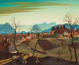 Herbert von Reyl-Hanisch, View of the Rheintal with the monastery Riedenburg in Bregenz, 1935, oil on panel