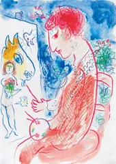 Marc Chagall, Le peintre au chevalet, c. 1980-82, pastel, coloured pencil and watercolour on paper