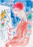 Marc Chagall, Le peintre au chevalet, c. 1980-82, pastel, coloured pencil and watercolour on paper