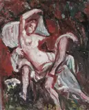 Josef Dobrowsky, Erotic scene, 1951, oil on press board