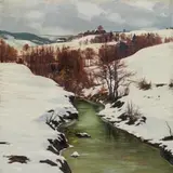 Anton Filkuka, Weidlingbach in winter, 1930-35, oil on canvas