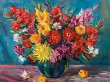 Wilhelm Kaufmann, Flower still life, oil on hardboard