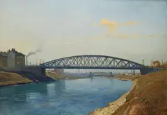 Thomas Leitner, The Donaukanal with Heiligenstädter Brücke and Döblinger Steg (in the background), 1921, oil on cardboard