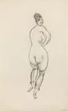 Alfons Walde, Female nude from behind, pencil on paper