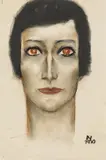Ernst Nepo, Portrait with red eyes, 1930, charcoal and pastel on paper