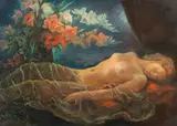 Ernst Nepo, Reclining nude with flower vase