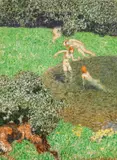 Alexander Rothaug, Mythological scenes (verso and recto), oil on cardboard; unframed