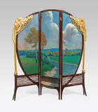 Gustav Gurschner, Three panel folding screen, 1900