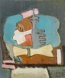 Romee Louise Merkel, Blaue Stütze, oil on canvas