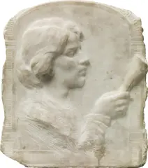 Head of a woman by Theodor Charlemont, 1901, marble, sold Dec 2019