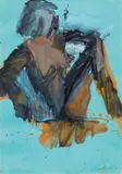 Josef Mikl, Seated Nude, 1967, mixed media on paper; framed
