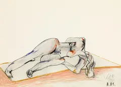 Karl Anton Fleck, Nude, 1981, mixed media on paper; unframed
