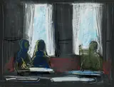 Georg Eisler, Interior, 1975, pastel on paper; unframed