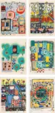 Joy of Man; Joie de L'Homme; Menschenfreude  (6 pieces in Portfolio) by Friedensreich Hundertwasser, 1986, japanese colour woodblock print in 19-28 colours, sold Dec 2019