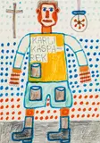 August Walla, Karlikasparek, mixed media on paper; framed