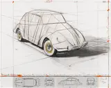 Christo, Wrapped Volkswagen, 2013, collage graphic, overpainted; in plexiglas frame