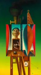 Rudolf Hausner, Adam gut getroffen, 1958-59, resin-oil colour, egg tempera on plywood and half-chalk primer; framed