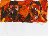 Otto Muehl, Untitled, 1985, mixed media on paper; framed