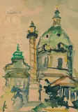 Hans Staudacher, View on the Karlskirche in Vienna
