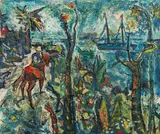 Dalmatian coast by Hans Staudacher, oil on hardboard; framed, sold Dec 2019