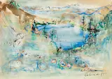 Colorado by Hans Staudacher, 1977, mixed media on paper; framed, sold Dec 2019