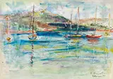 Lake Dillon by Hans Staudacher, 1977, mixed media on paper; framed, sold Dec 2019