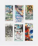 Mixed lot of 6 Christmas and New Year's cards by Hans Staudacher, mixed media on paper, sold Dec 2019