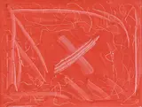 What is it? by Oswald Oberhuber, 1988, Dispersion (grattage) on canvas; framed, sold Dec 2019