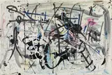 Untitled by Hans Staudacher, 1989, mixed media on canvas; unframed, sold Dec 2019