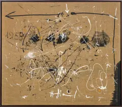 Hans Staudacher, Untitled, 1958, oil on jute; framed