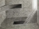 Walter Schmögner, Mezzanine, 2011, indian ink washed and charcoal on paper; framed
