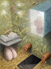 Walter Schmögner, Dahinter ist der Waschsalon, 2005, acrylic and oil on canvas; framed