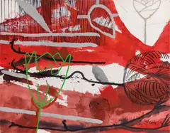Wolfgang Stifter, The silver tulip, mixed media on canvas