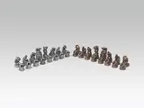 Alfred Hrdlicka, Chess pieces (32 pieces), 1982, bronze to plaster, these of plasticine, recarved
